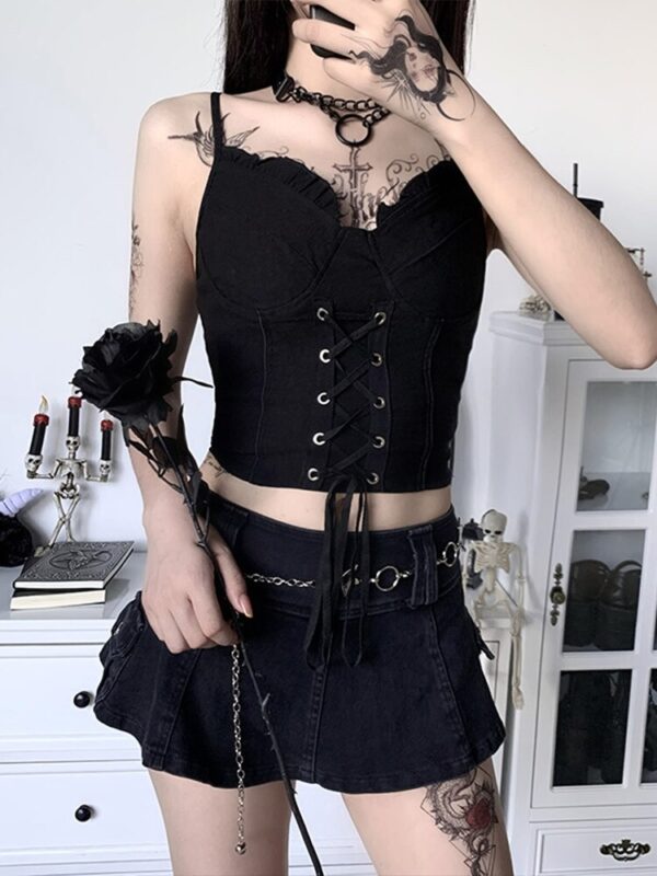 Goth crop tank top