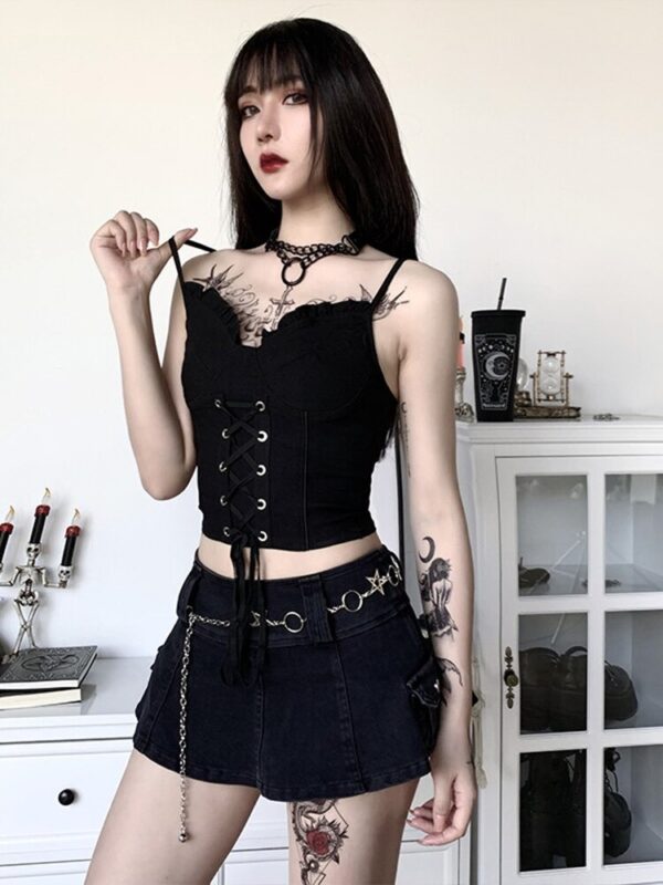 Goth crop tank top