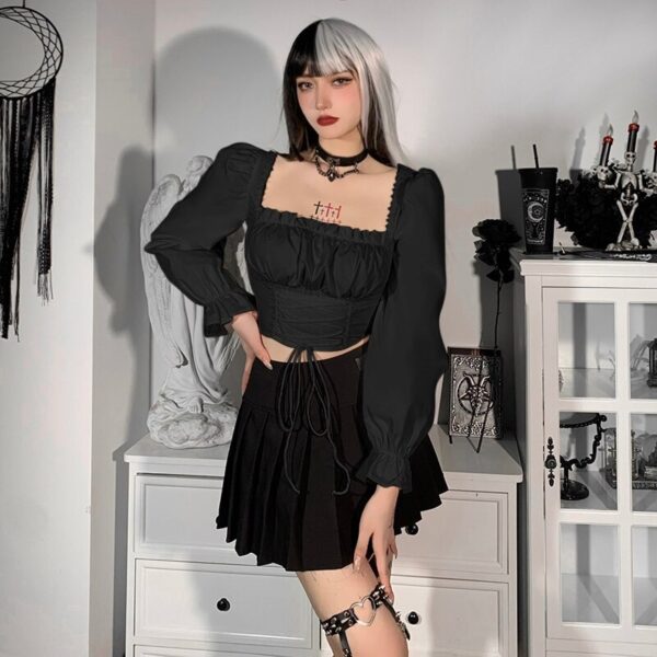 Schwarzes Emo-Top-Shirt