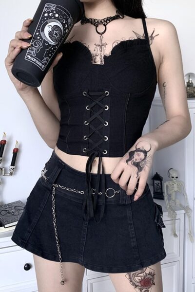 Goth crop tank top