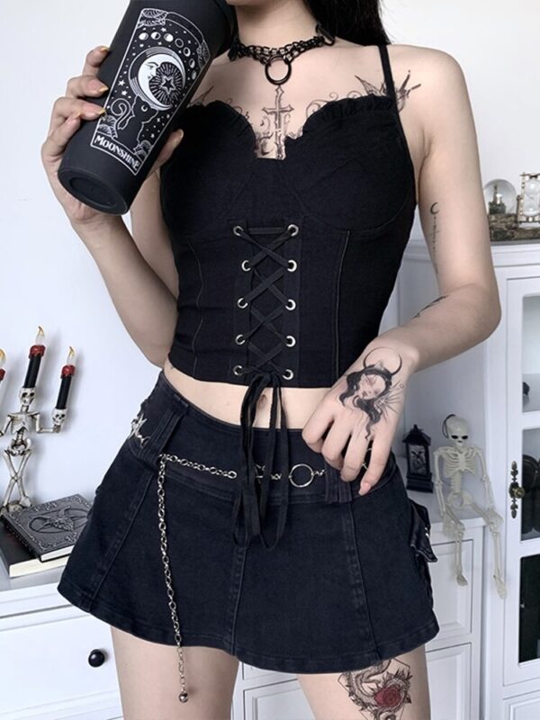 Goth crop tank top